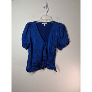 Nine West Blouse Business Casual Wrap Top Boho Office Y2K Blue Size Medium